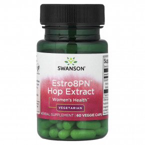 Swanson, Estro8PN™, экстракт хмеля, для женского здоровья, 60 растительных капсул (10 мг в 1 капсуле) - описание | фото