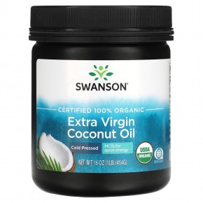 Swanson, Extra Virgin Coconut Oil, Cold Pressed, 1 lbs (454 g) в Москве - eco-herb.ru | фото