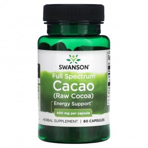 Swanson, Full Spectrum Cacao (Raw Cocoa), 400 mg , 60 Capsules в Москве - eco-herb.ru | фото