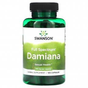 Swanson, Full Spectrum Damiana, 510 мг, 100 капсул - описание | фото