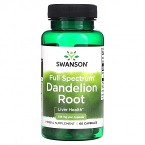 Swanson, Full Spectrum Dandelion Root, 515 mg, 60 Capsules в Москве - eco-herb.ru | фото