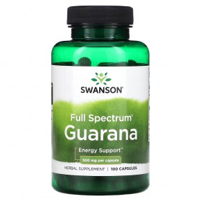 Swanson, Full Spectrum Guarana, 500 mg, 100 Capsules в Москве - eco-herb.ru | фото