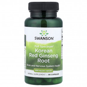 Swanson, Full Spectrum®, корень красного корейского женьшеня, 400 мг, 90 капсул - описание | фото