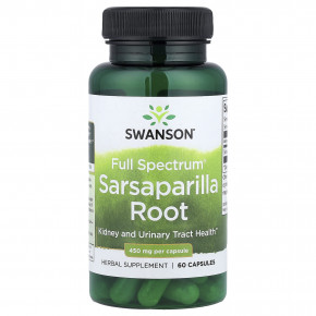 Swanson, Full Spectrum®, корень сарсапарели, 450 мг, 60 капсул - описание | фото