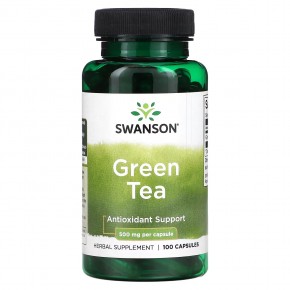Swanson, Зеленый чай, 500 мг, 100 капсул в Москве - eco-herb.ru | фото