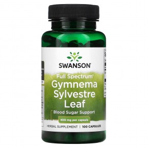 Swanson, Gymnema Sylvestre Leaf, полный спектр действия, 400 мг, 100 капсул в Москве - eco-herb.ru | фото