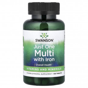 Swanson, Just One Multi, мультивитамины с железом, 130 таблеток - описание | фото