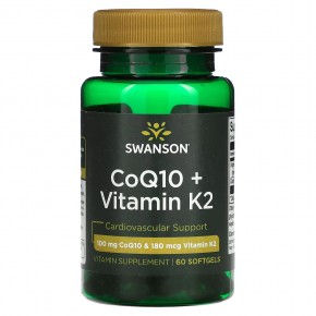 Swanson, Коэнзим Q10 + витамин K2, 60 мягких таблеток в Москве - eco-herb.ru | фото