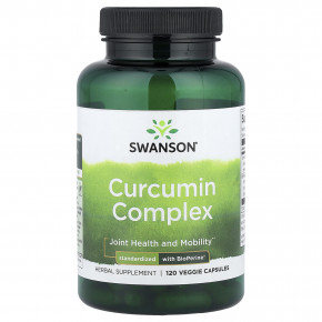 Swanson, комплекс с куркумином, стандартизованный с BioPerine®, 120 растительных капсул - описание | фото