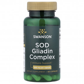 Swanson, комплекс СОД и глиадина, 300 мг, 60 капсул - описание | фото