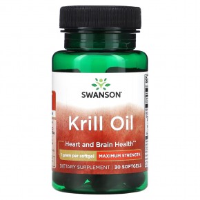 Swanson, Krill Oil, Maximum Strength, 1 g, 30 Softgels в Москве - eco-herb.ru | фото