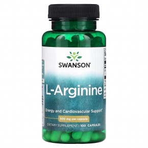 Swanson, L-аргинин, 500 мг, 100 капсул - описание