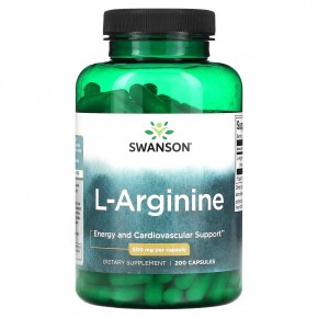 Swanson, L-аргинин, 500 мг, 200 капсул - описание