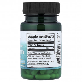 Swanson, мелатонин, сверхнизкая доза, 500 мкг, 60 веганских капсул в Москве - eco-herb.ru | фото