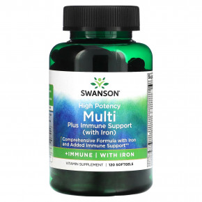 Swanson, Multi plus Immune Support с железом, высокая эффективность, 120 мягких таблеток в Москве - eco-herb.ru | фото