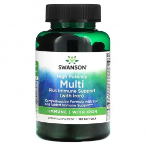 Swanson, Multi plus Immune Support с железом, высокая эффективность, 120 мягких таблеток в Москве - eco-herb.ru | фото