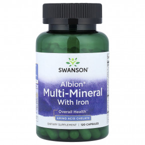 Swanson, мультиминералы с железом Albion®, 120 капсул - описание | фото