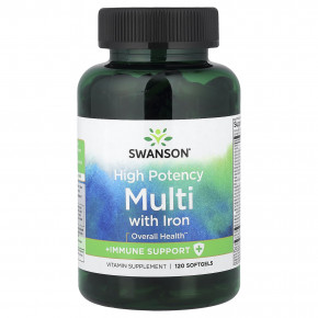 Swanson, мультивитамины с железом, высокая эффективность, 120 капсул - описание | фото
