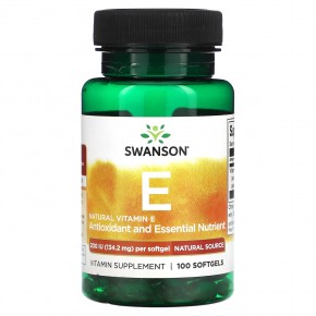Swanson, Натуральный витамин E, 134,2 мг, 100 мягких таблеток в Москве - eco-herb.ru | фото