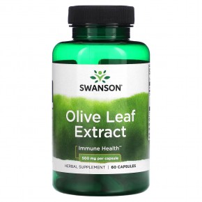 Swanson, Экстракт оливковых листьев, 500 мг, 60 капсул в Москве - eco-herb.ru | фото