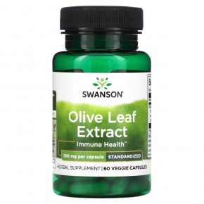 Swanson, Экстракт оливковых листьев, стандартизированный, 100 мг, 60 растительных капсул в Москве - eco-herb.ru | фото