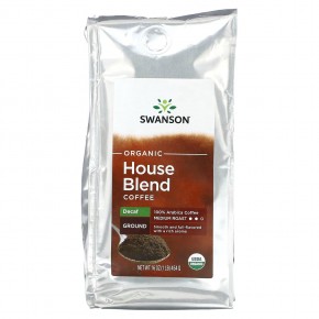 Swanson, Organic House Blend Coffee, Ground, Medium Roast, Decaf, 1 lb (454 g) в Москве - eco-herb.ru | фото