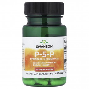 Swanson, P-5-P, 20 мг, 60 капсул - описание | фото