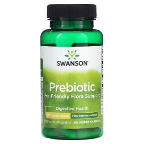 Swanson, Пребиотик для поддержки флоры, 375 мг, 60 растительных капсул - описание