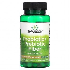 Swanson, Пробиотик + пребиотическая клетчатка, 500 млн КОЕ, 60 растительных капсул в Москве - eco-herb.ru | фото