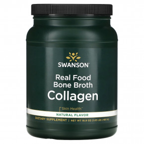 Swanson, Real Food Bone Broth Collagen, натуральный, 480 г (1,05 фунта) - описание | фото