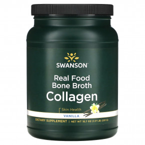 Swanson, Real Food Bone Broth Collagen, ваниль, 531 г (1,17 фунта) - описание