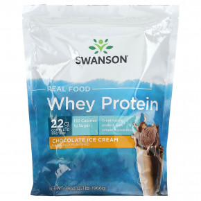 Swanson, Real Food Whey Protein, шоколадное мороженое, 966 г (2,1 фунта) в Москве - eco-herb.ru | фото