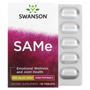 Swanson, SAMe, высокая эффективность, 400 мг, 30 таблеток в Москве - eco-herb.ru | фото