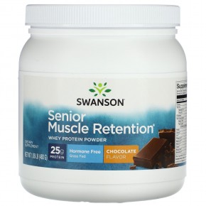 Swanson, Сывороточный протеин для пожилых людей, удерживающий мышечную массу, шоколад, 480 г (1,06 фунта) - описание