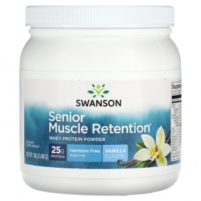 Swanson, Порошок из сывороточного протеина для пожилых людей, для удержания мышц, ваниль, 480 г (1,06 фунта) - описание
