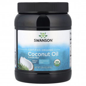 Swanson, сертифицированное органическое кокосовое масло, без ароматизаторов, 1,47 кг (3 фунта 4 унции) - описание | фото