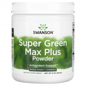 Swanson, Super Green Max Plus, порошок, 255 г (9 унций) - описание | фото