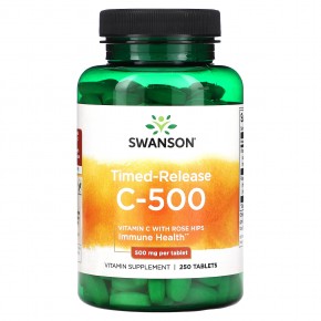 Swanson, C-500 с замедленным высвобождением, 500 мг, 250 таблеток в Москве - eco-herb.ru | фото