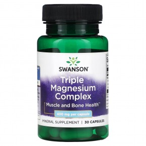 Swanson, Triple Magnesium Complex, 400 mg, 30 Capsules в Москве - eco-herb.ru | фото