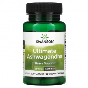 Swanson, Ultimate Ashwagandha, 250 мг, 60 растительных капсул в Москве - eco-herb.ru | фото