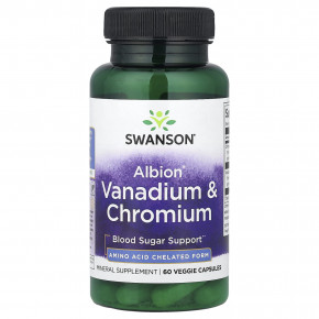 Swanson, ванадий и хром Albion®, 60 растительных капсул - описание | фото