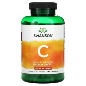 Swanson, C-500, витамин C с шиповником, 500 мг, 250 капсул в Москве - eco-herb.ru | фото