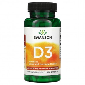 Swanson, витамин D3, высокоактивный, 25 мкг (1000 МЕ), 250 капсул в Москве - eco-herb.ru | фото