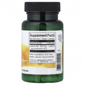 Swanson, витамин B6 (пиридоксин), 100 мг, 100 веганских капсул в Москве - eco-herb.ru | фото