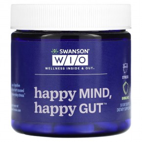 Swanson WIO, Happy Mind, Happy Gut ™, 30 растительных капсул - описание | фото