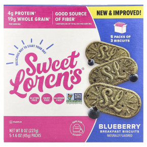 Sweet Loren's, печенье для завтрака, голубика, 5 пакетиков по 45 г (1,6 унции) - описание