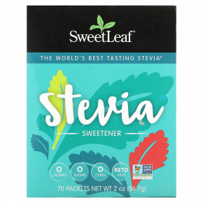 SweetLeaf Stevia, Подсластитель на основе стевии, 70 пакетиков по 0,8 г (0,028 унции) - описание | фото