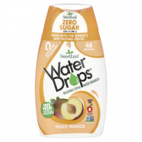 SweetLeaf Stevia, Water Drops®, вкусная стевия, усилитель воды, персик и манго, 48 мл (1,62 жидк. Унции) - описание | фото