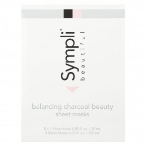 Sympli Beautiful, тканевые маски с древесным углем для восстановления баланса, 5 шт., 25 мл (0,85 жидк. унции) каждая (Товар снят с продажи) в Москве - eco-herb.ru | фото