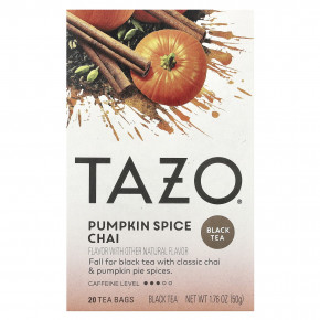 TAZO, Black Tea, чай с тыквенными специями, 20 чайных пакетиков, 50 г (1,76 унции) - описание | фото